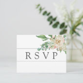 White Rose Hydrangea RSVP Briefkaart Maaltijd Keuz (Staand voorkant)