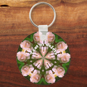 White Rose Kaleidoscope Flower Art gepersonaliseer Sleutelhanger