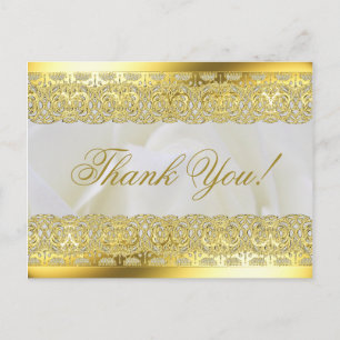 White Rose met Gold Lace Wedding Briefkaart