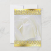 White Rose met Gold Lace Wedding RSVP Kaartje (Achterkant)