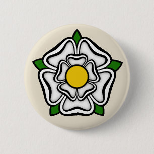 White Rose of York, Engeland Emblem of Royalty Ronde Button 5,7 Cm