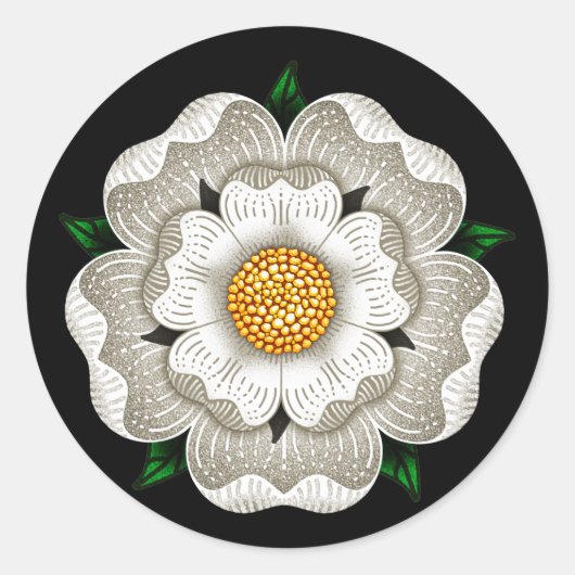 White Rose of York Ronde Sticker (Voorkant)