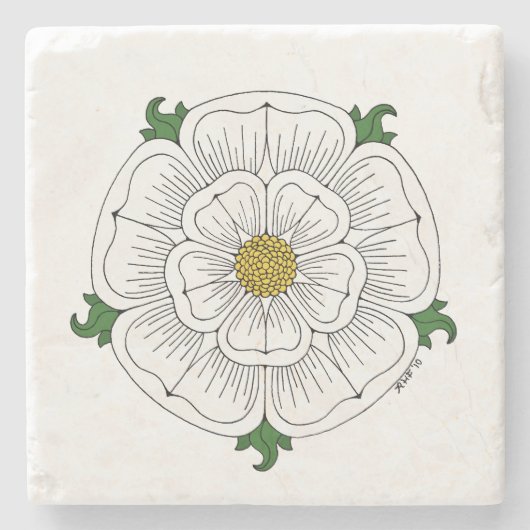 White Rose of York Stenen Onderzetter (Voorkant)