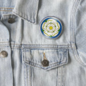 White Rose of Yorkshire Flag Ronde Button 5,7 Cm (In situ)