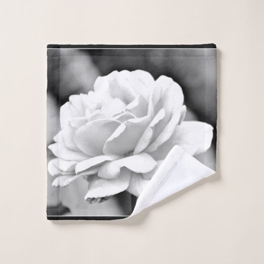 White Rose on Black Bathroom Towels Bad Handdoek (Wasdoekje)
