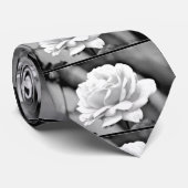 White Rose on Black Stropdas (Opgerold)