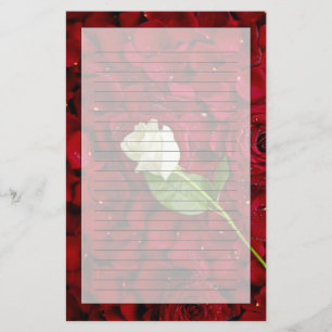White Rose on Red Petals Briefpapier
