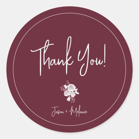 White Rose op Bourgondië Dank u Sticker (Voorkant)