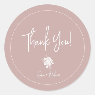 White Rose op Dusty Pink Bedankt Sticker