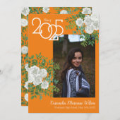 White Rose Oranje Foto Afstuderen Aankondiging (Voorkant / Achterkant)