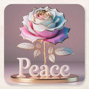 White Rose Peace Sculpture Onderzetter Set