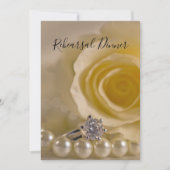 White Rose, Pearls, Ring Wedding Rehearsal Dinner Kaart (Voorkant)