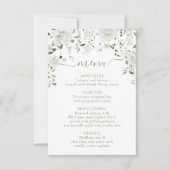 White Rose Peony Flower & Greenery Wedding Menu (Voorkant)