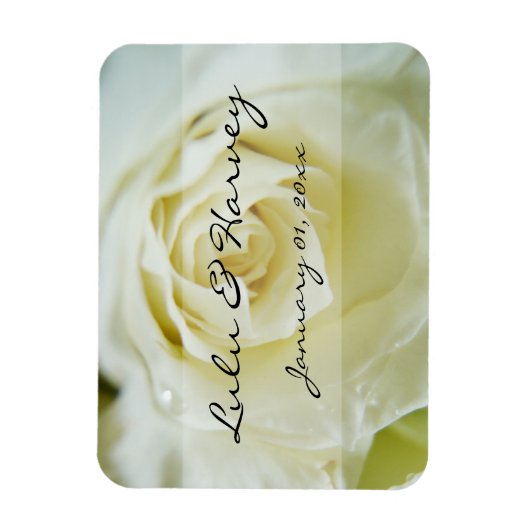 White Rose Personal Wedding Magneet (Verticaal)