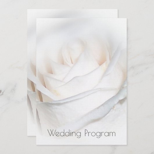 White Rose Personalized Wedding Programme Kaart (Voorkant / Achterkant)