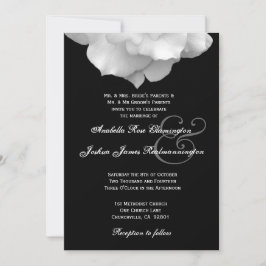 WHITE Rose Petals Wedding Invitation F200A Kaart