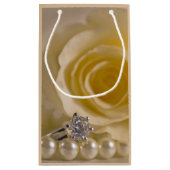 White Rose, Ring and Pearls Wedding Bedankt Klein Cadeauzakje (Achterkant)