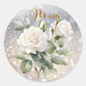 White Rose Ronde Sticker (Voorkant)