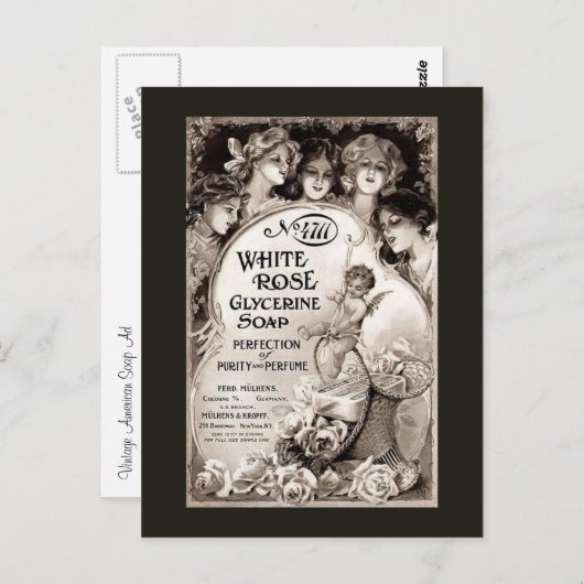 White Rose Soap Advertisation Briefkaart (Voorkant / Achterkant)