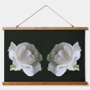 White Rose Twins Bloemen Hangend Wandkleed
