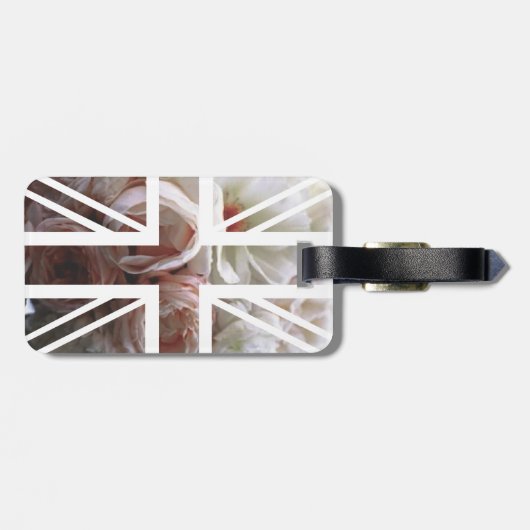  White Rose Union Jack British (UK) vlag Bagagelabel (Achterkant horizontaal)