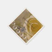 White Rose, Verloving Ring and Pearls Wedding Servetten (Hoek)