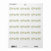 White Rose Watercolor | Blank Address Etiket (Full Sheet)