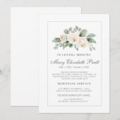 White Rose Waterverf Funeral Service Kaart (Voorkant / Achterkant)