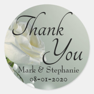 White Rose Wedding Bedankt Ronde Sticker