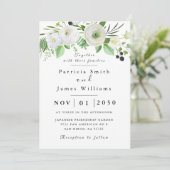White Rose Wedding Invitation Kaart (Staand voorkant)