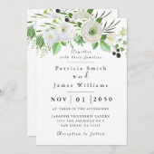 White Rose Wedding Invitation Kaart (Voorkant / Achterkant)