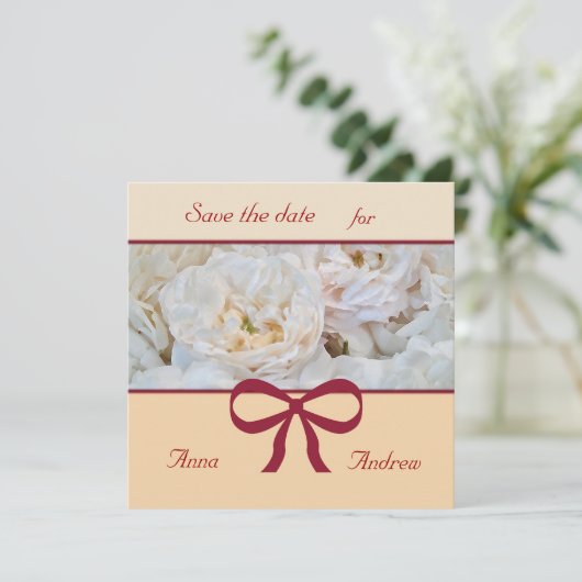 White Rose Wedding Invitation Kaart (Staand voorkant)