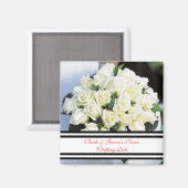 White Rose Wedding Magnet Favor Sjabloon Magneet (Voorkant / Achterkant)