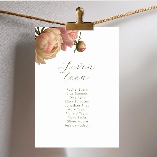 White | Rose Wedding Table Number Seating Card Kaart