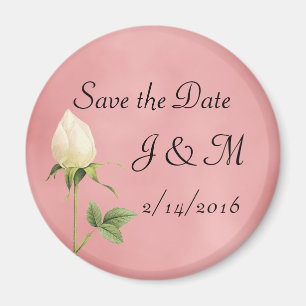 White Rosebud Custom Save the Date Magnet Magneet