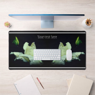 White Rosebud Flower Personalized Bureaumat