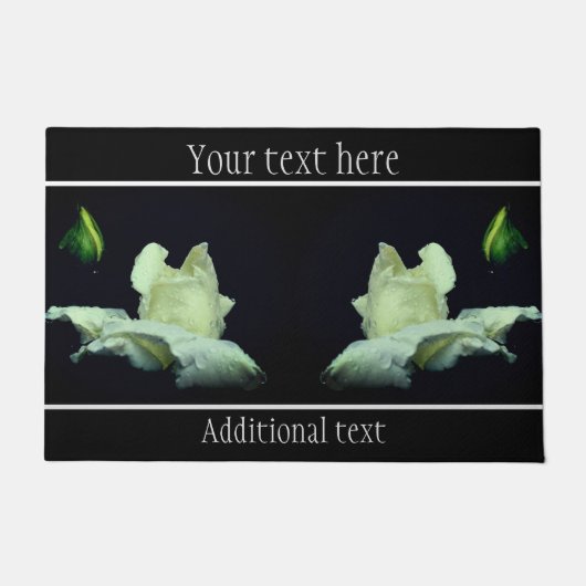 White Rosebud Flower Pesonalized Deurmat (Voorkant)