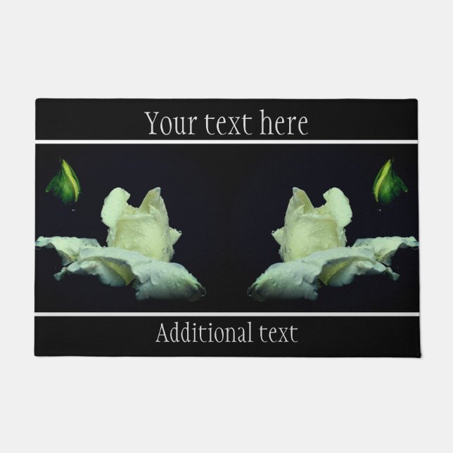 White Rosebud Flower Pesonalized Deurmat (Voorkant)