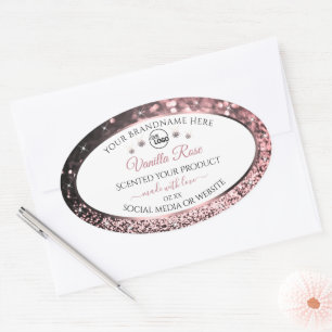 White Rosegold Glitter Product Label Logo Diamonds