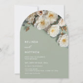 White Roses 3D Flowers Modern Arch Wedding Kaart (Voorkant)