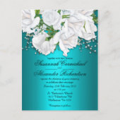 White Roses and Aqua Wedding Invitation Briefkaart (Voorkant)