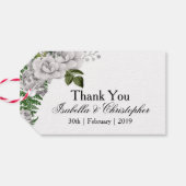White Roses and Ferns Wedding Bedankt Cadeaulabel (Achterkant Horizontaal)