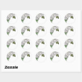 White Roses and Ferns Wedding Ronde Sticker (Vel)