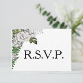 White Roses and Ferns Wedding RSVP (Staand voorkant)