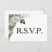 White Roses and Ferns Wedding RSVP (Voorkant / Achterkant)