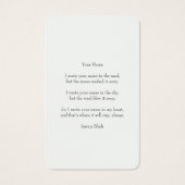 White Roses and Greenery Funeral Memorial Visitekaartje (Achterkant)