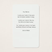 White Roses and Greenery Funeral Memorial Visitekaartje (Achterkant)