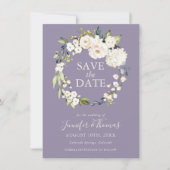 White Roses and Hydrangeas Floral Save the Date (Voorkant)
