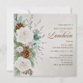 White Roses and Pine Cone Bridesmaids Kaart (Voorkant)