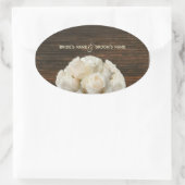 White Roses & Barnwood Bruiloft Sticker (Tas)